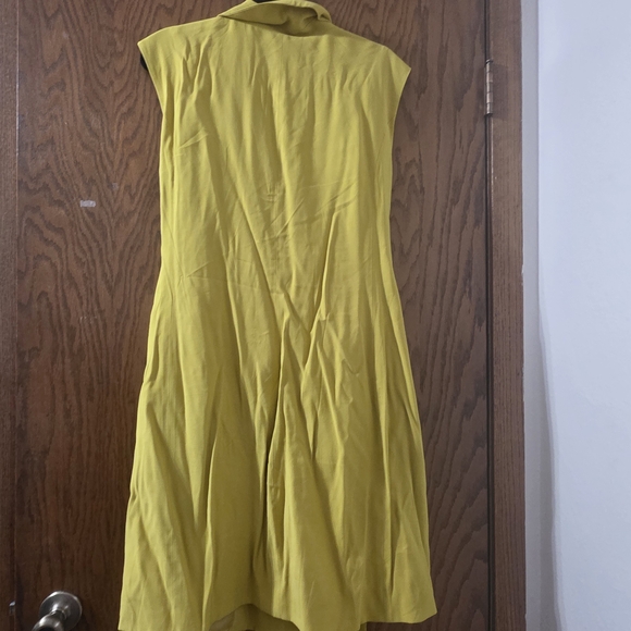 Eloqui Belted LinenSleeveless Yellow Wrap Dress Women Size 18 - Picture 7 of 9